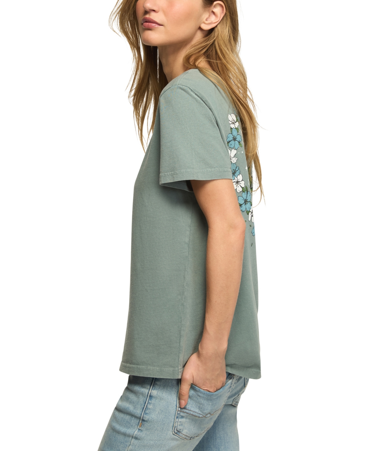 Lucky Brand Women's Heart Lotus Classic Crew Retro Graphic T-Shirt
