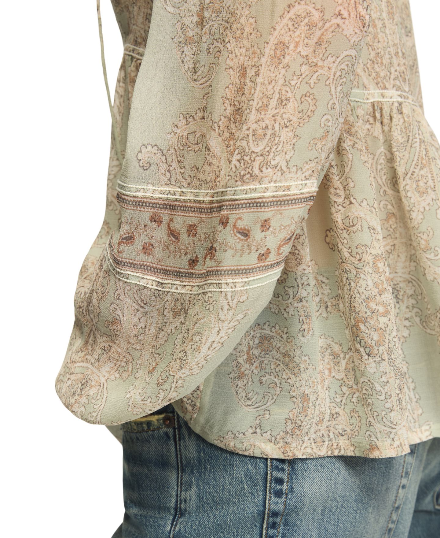 Женский топ Lucky Brand Paisley Print Mix Long-Sleeve Peasant Top, цвет: Синий — фото 4