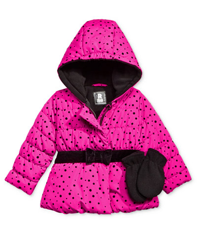 S. Rothschild 2-Pc. Dot-Print Hooded Puffer Jacket & Mittens Set, Toddler Girls (2-6X) & Little Girls (2-7)