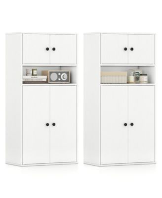 44 Inch Tall 2-Piece Bookshelf with Doors and Adjustable Shelf