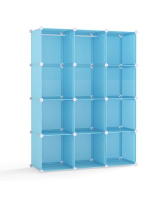 Modular Baby Wardrobe with 10 Cubes Hanging Rod and Shelves Stackable