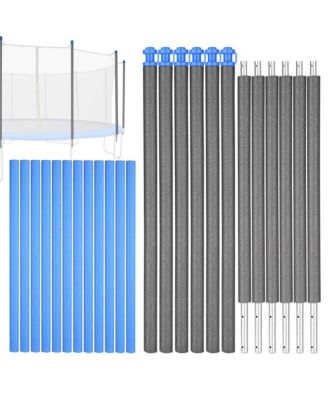 6 Pcs Trampoline Replacement Poles with Clamps and 12 Pcs Trampoline Pole Foam Sleeves, Universal Hardware for Straight Poles