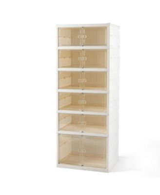 Foldable 6-Tier Shoe Rack Organizer 12-Pair Collapsible Shoe Cabinet