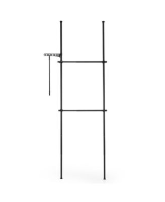 Adjustable Floor to Ceiling Clothes Rack with 2 Hanging Rods 102.5in-124in
