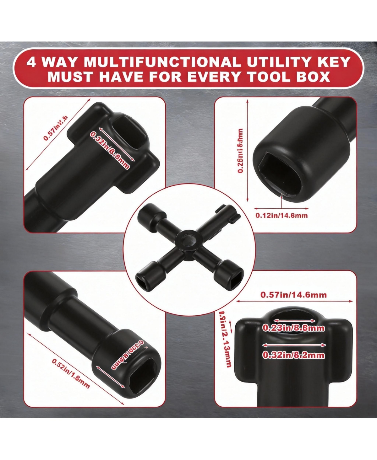 Xdovet Water Meter Key Steel Wrench T-handle Adjustable 4-way Cross Tool