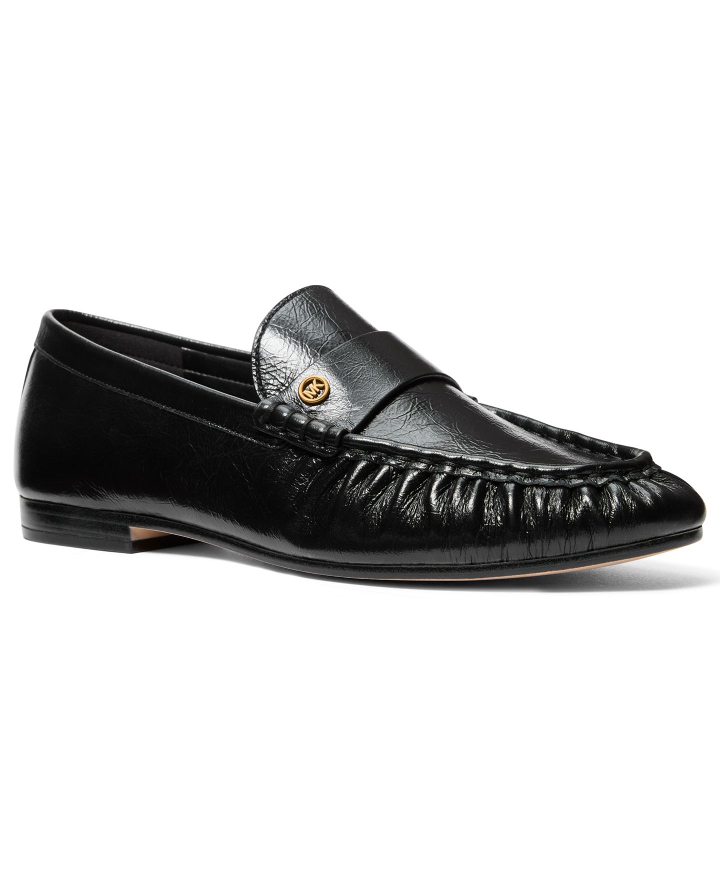 Женские туфли Michael Kors Jennings Ruched Slip-On, цвет: Чёрный кожаный — фото 1