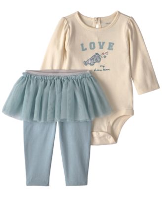 Baby Girls' Love My Home Team Graphic Long-Sleeve Bodysuit and Tulle Pants, 2-Piece Set