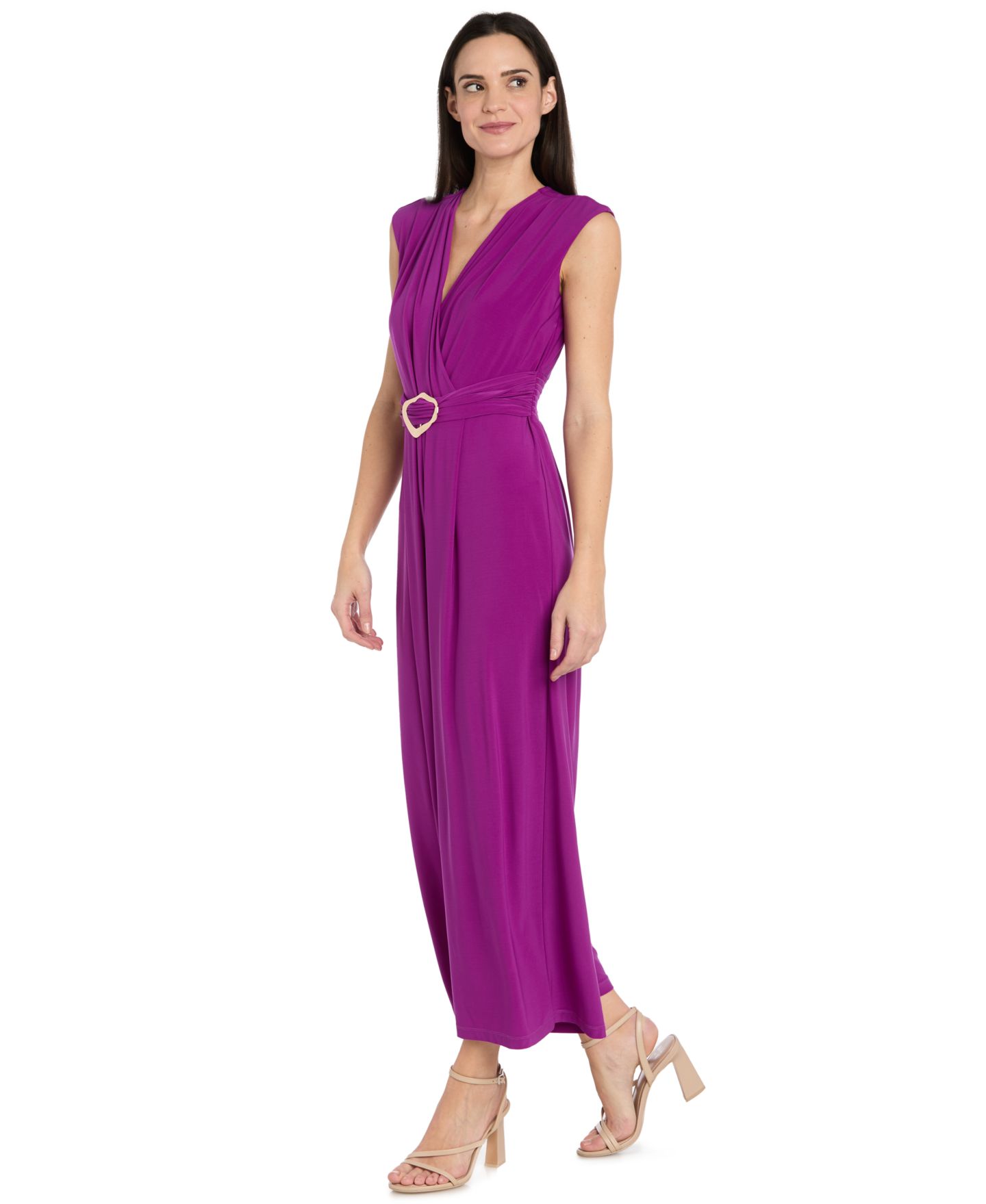 Женский комбинезон R & M Richards Sleeveless V-Neck Wide-Leg Jumpsuit, цвет: Шелковичный — фото 2