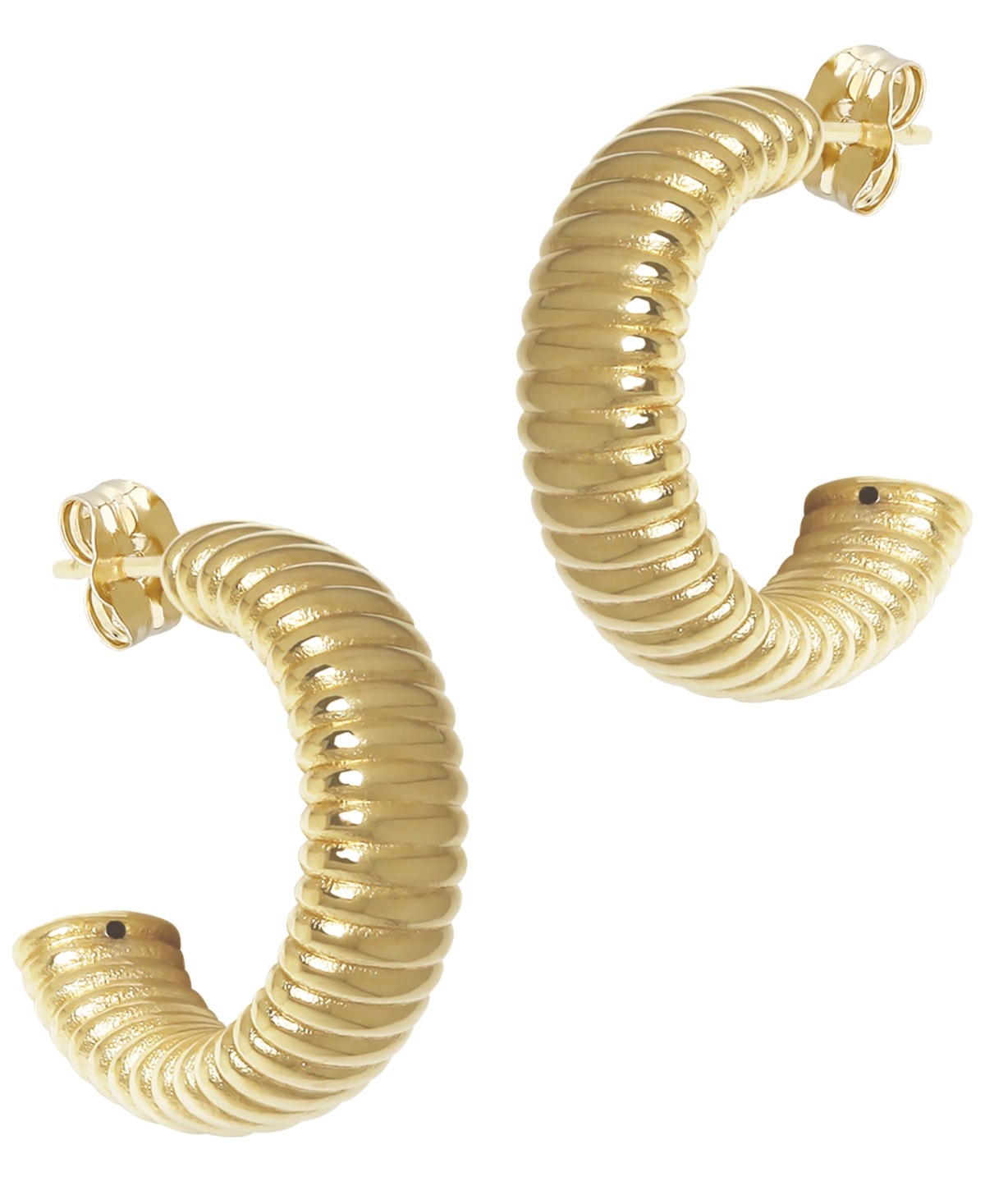 Macy's Sculptured Multi Ribbed Hoop Earrings in 14k Yellow Gold
