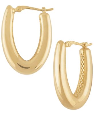 Sculptured Medium V-Shaped Hoop Earrings in 14k Yellow Gold