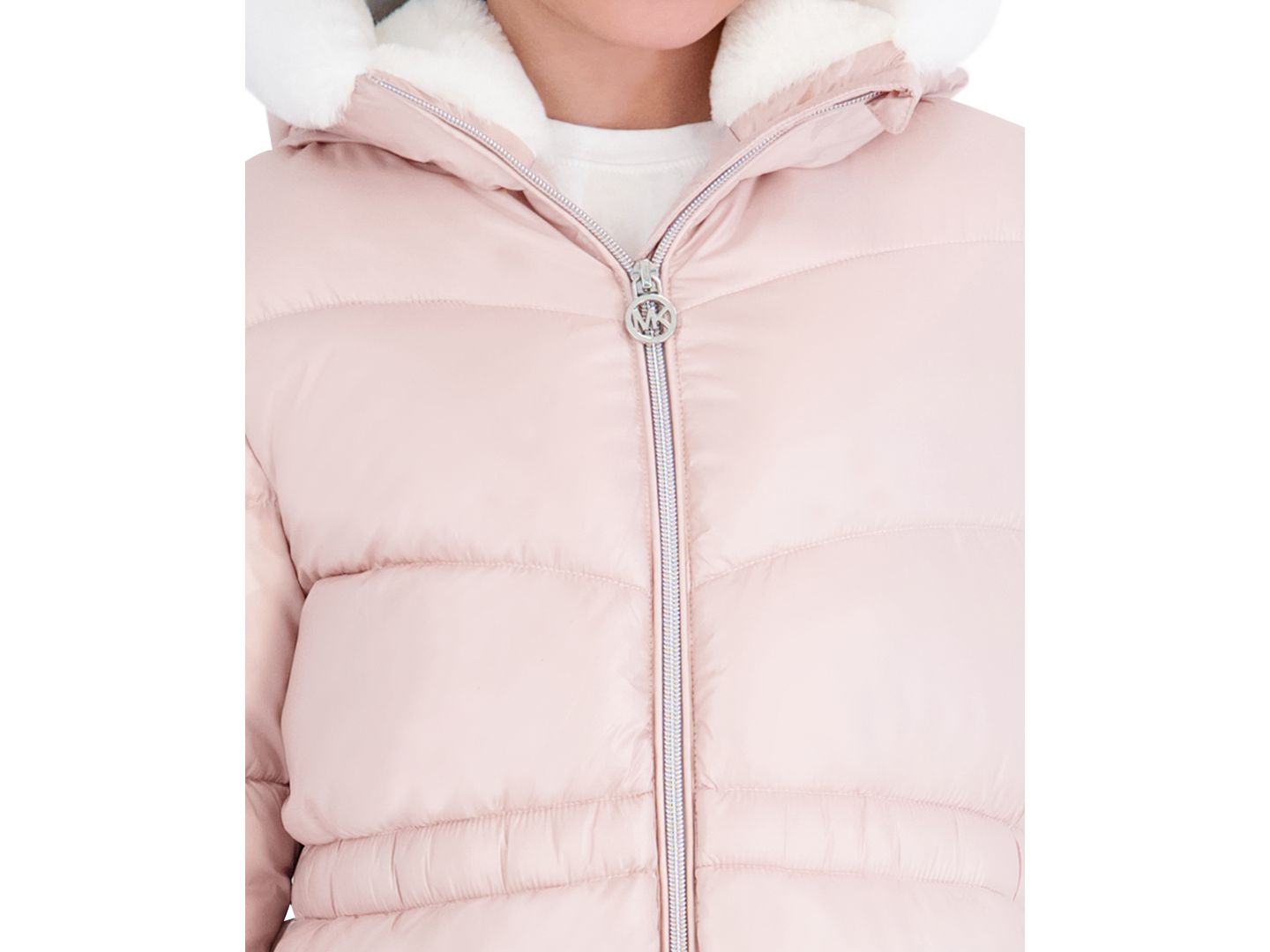 Куртка Michael Kors Peplum Heavy Weight Puffer Jacket для девочек-малышей, цвет: Rosewater — фото 4