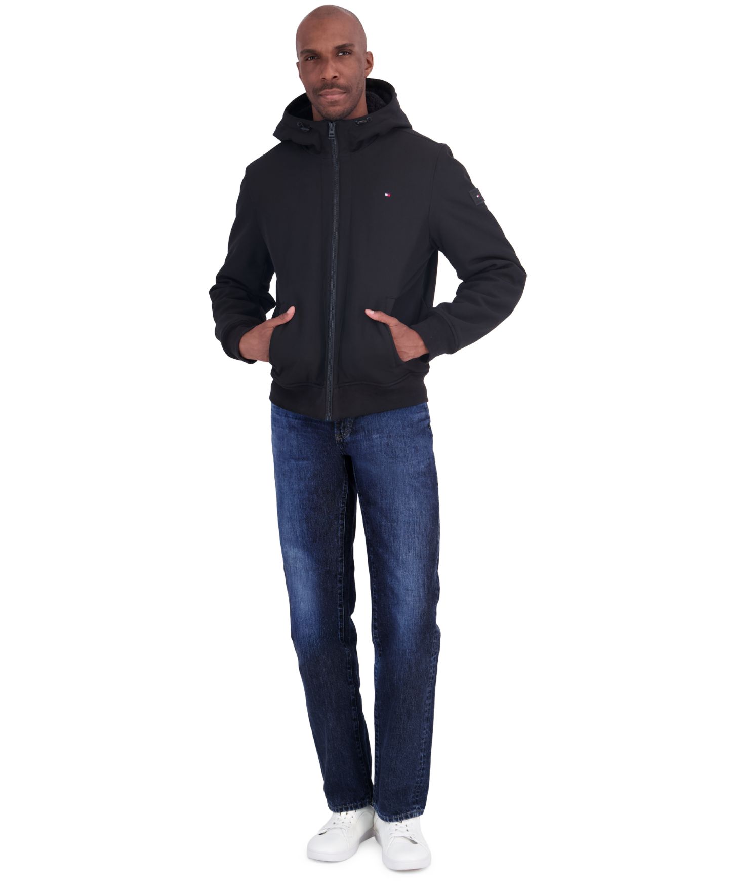 Мужская куртка Tommy Hilfiger Sherpa Lined Soft Shell Bomber, цвет: Чёрный — фото 2