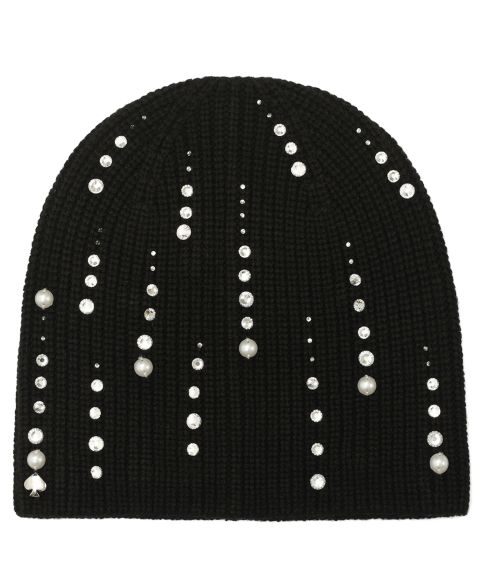 Женская шапка Kate Spade New York Drip Embellished Knit, цвет: Чёрный