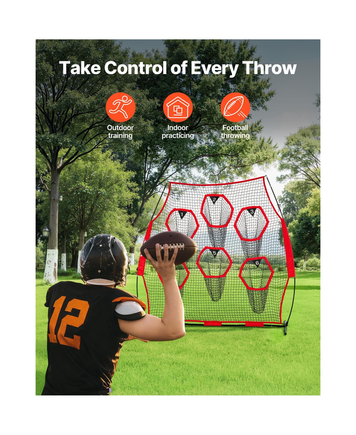 Hongge 8 x 8 feet Football Throwing Target Practice Net with Carry Case