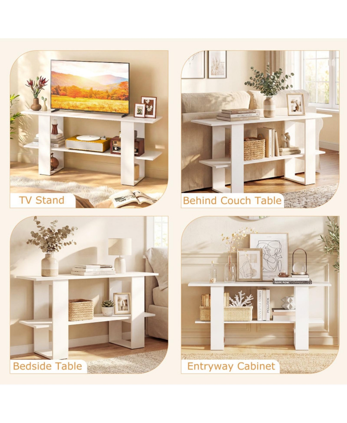 Sugift 2-Tier Tv Stand with Storage and Open Shelf for TVs up to 55 in