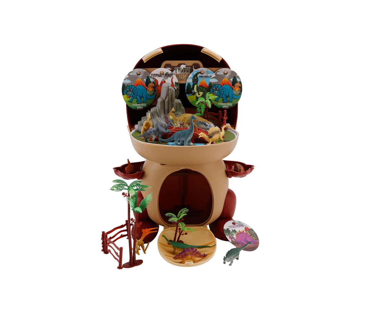 Детский игровой набор Bruce & Shark Dinosaur World Realistic T-Rex and Triceratops 41-Piece Playset, Ages 3+, цвет: Коричневый — фото 2
