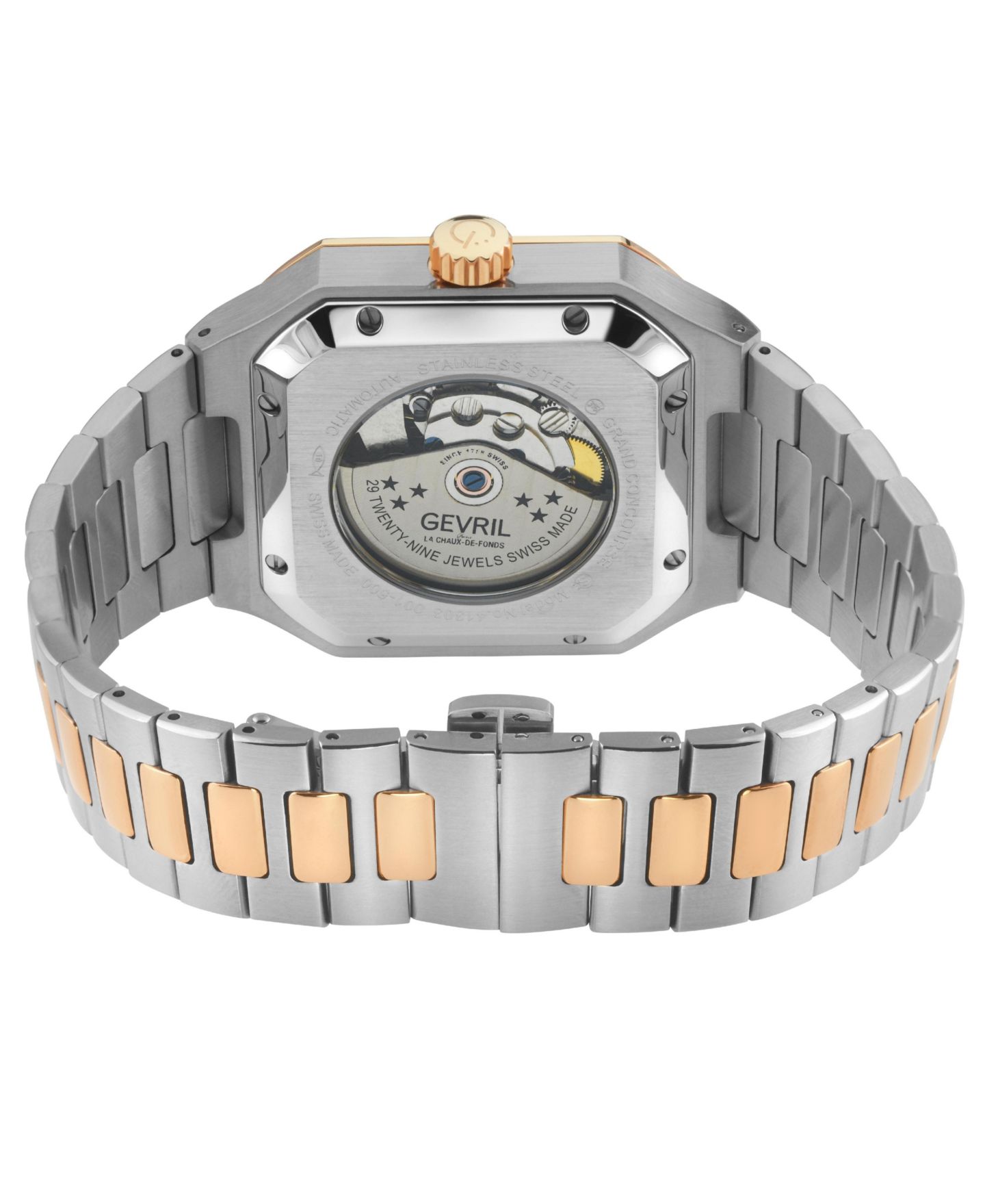 Мужские часы Gevril Grand Concourse Swiss Automatic на двухцветном стальном браслете — фото 2