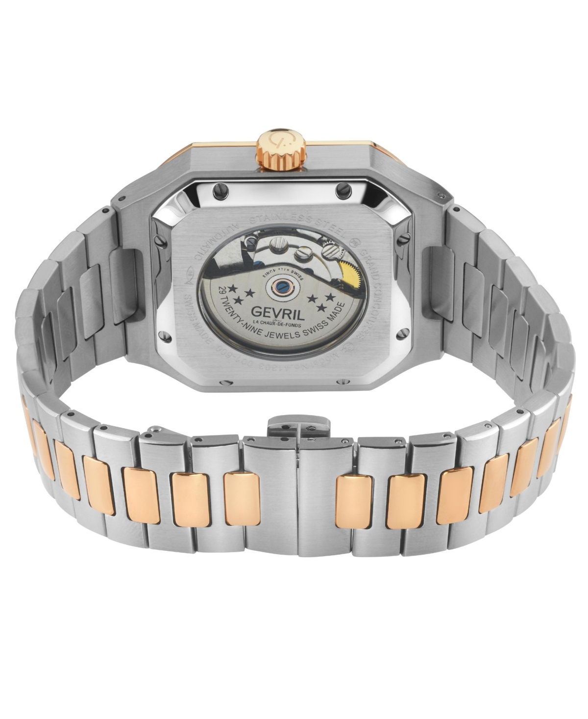 Gevril Men's Swiss Made Grand Concourse Swiss Automatic Two tone Stainless Steel Bracelet Watch