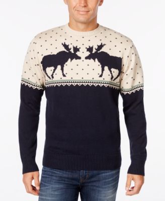 Weatherproof Vintage - Men's Colorblocked Moose Sweater