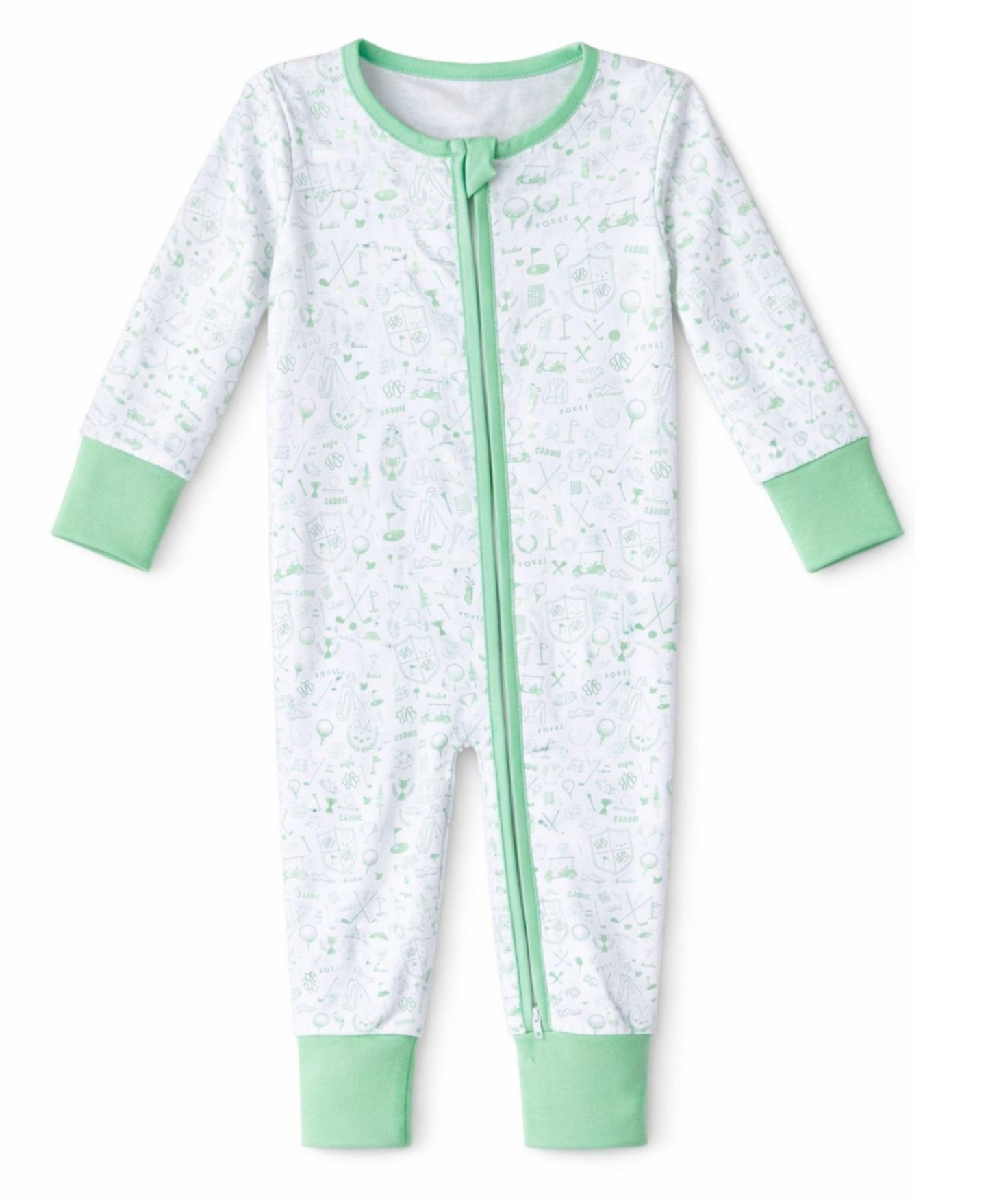 Bits & Bows Baby (0M-18M)Unisex Golf Print Onesie, цвет: Белый / Зелёный — фото 1