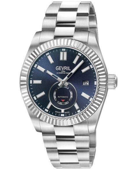 Мужские часы Gevril Swiss Made West Village Swiss Automatic Silver Stainless Steel Bracelet Watch