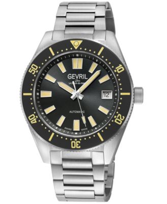 Men's Swiss Made Mariner Row Swiss Automatic Silver Stainless Steel Bracelet Watch