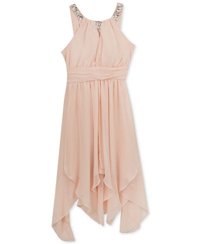 Rare Editions Embellished-Neck Dress, Girls (7-16)