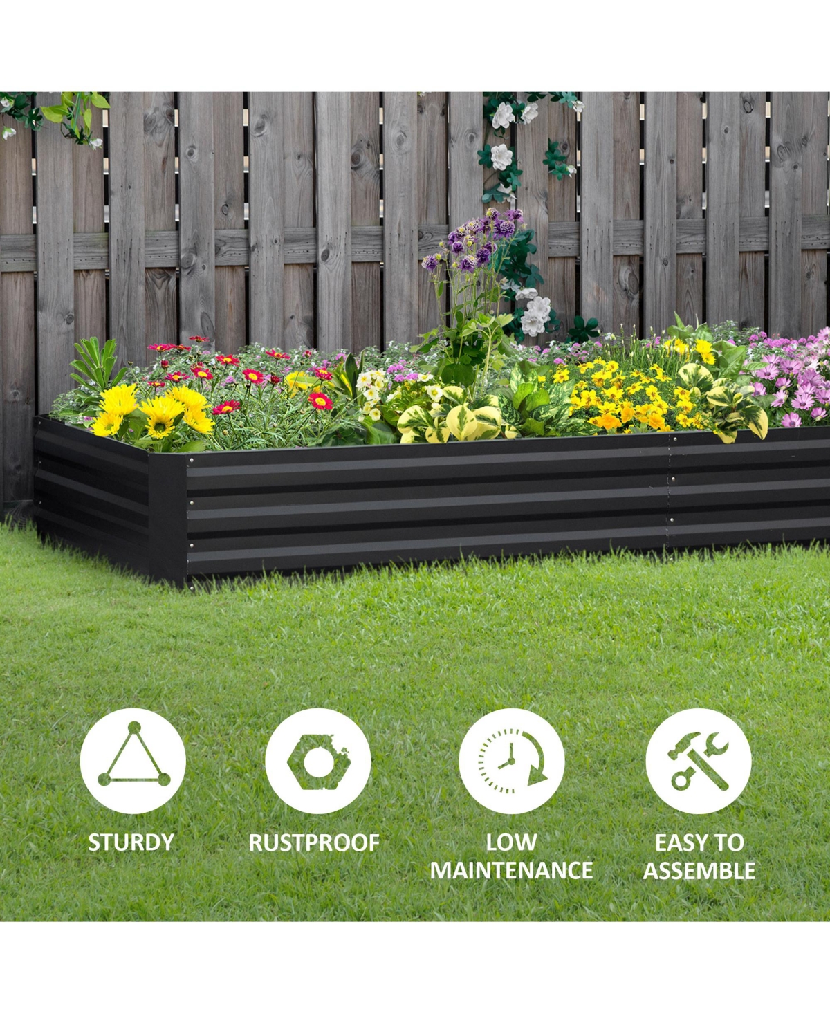 Galvanized Steel Raised Garden Bed Elevated Planter Box Easy Diy