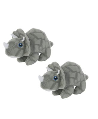 Jr Dinosaur Triceratops 2 Pack, Durable Plush Squeaky Dog Toy