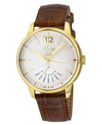 Men's Swiss Made Rovescio Swiss Quartz Leather Strap Watch