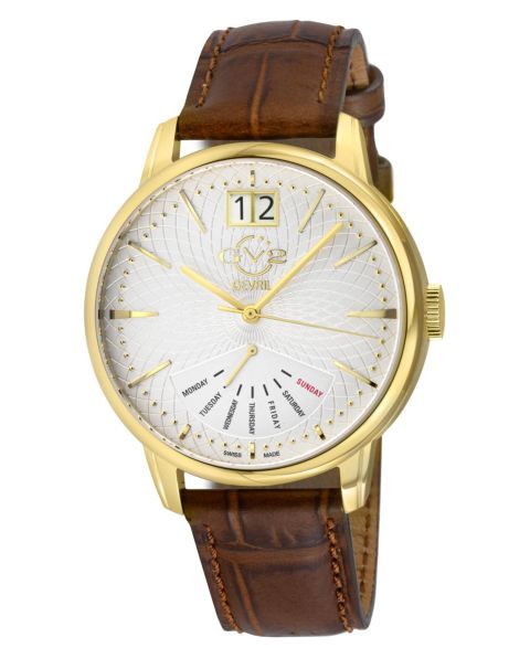 Мужские часы GV2 by Gevril Swiss Made Rovescio Swiss Quartz Leather Strap Watch