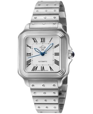 Men's Swiss Made Lusso LX Swiss Automatic Silver Stainless Steel Bamboo links Bracelet Watch