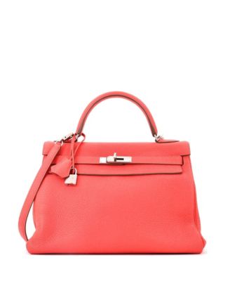 Kelly 32 Handbag Pink Clemence with Palladium Hardware