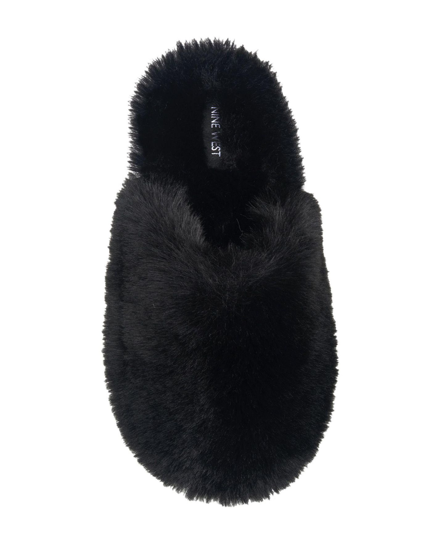 Женские тапочки Nine West Faux Fur Closed Scuff Slipper, цвет: Чёрный — фото 5