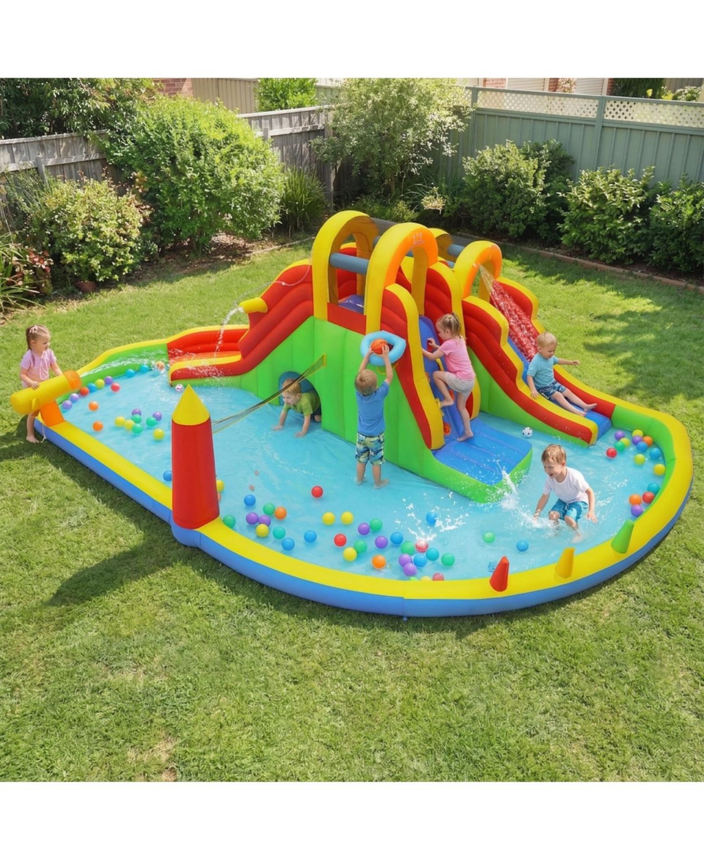 Детские игрушки SUGIFT Inflatable Water Slide Park with 2 Long Slides, 258.5" x 184" x 90.5", 750W Air Blower, Ages 3-12, цвет: Open Miscellaneous — фото 2