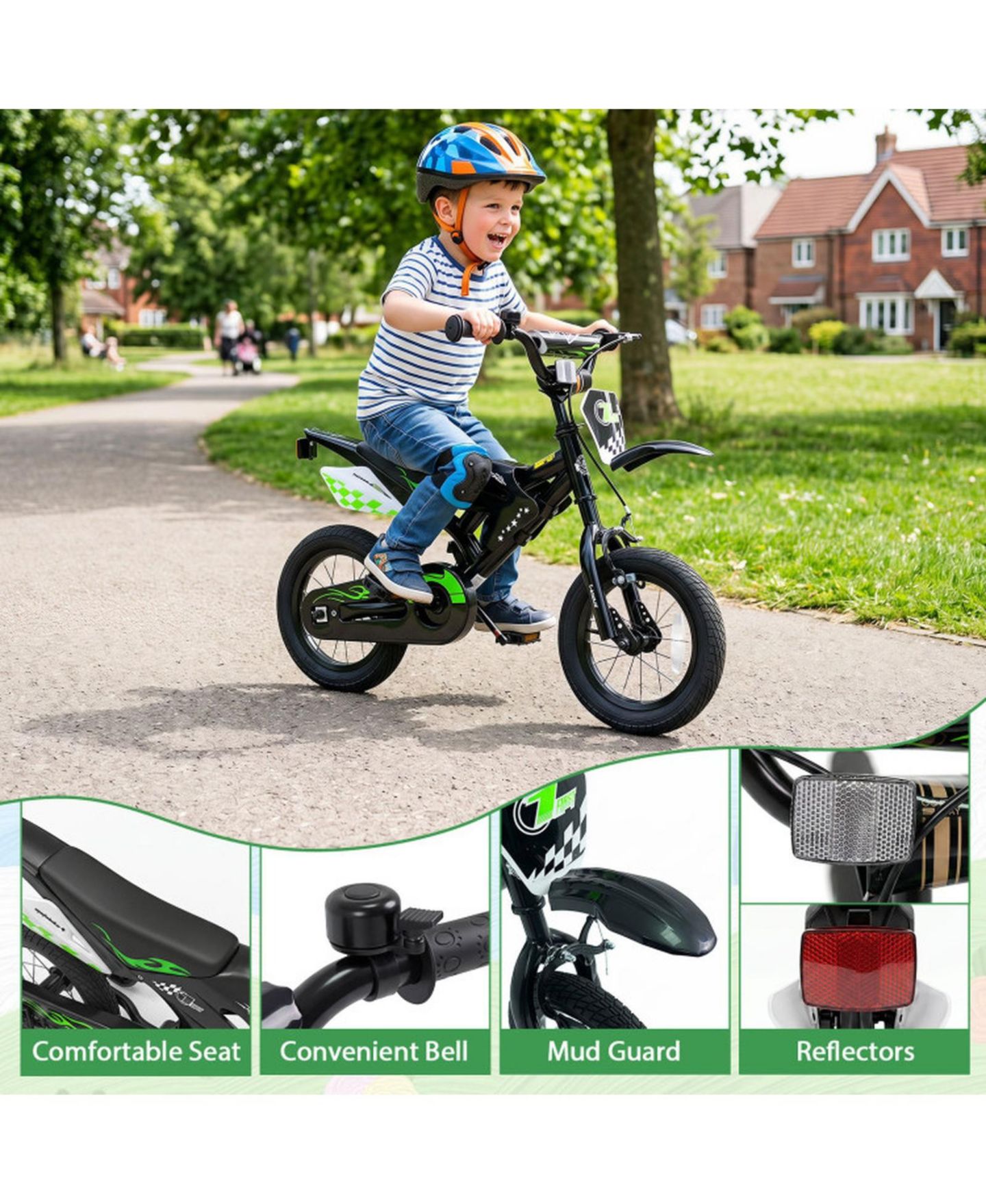 Детская игрушка SUGIFT 12" Kids Bike Motorcycle-Inspired with Detachable Training Wheels, Ages 3-4, цвет: Чёрный — фото 9