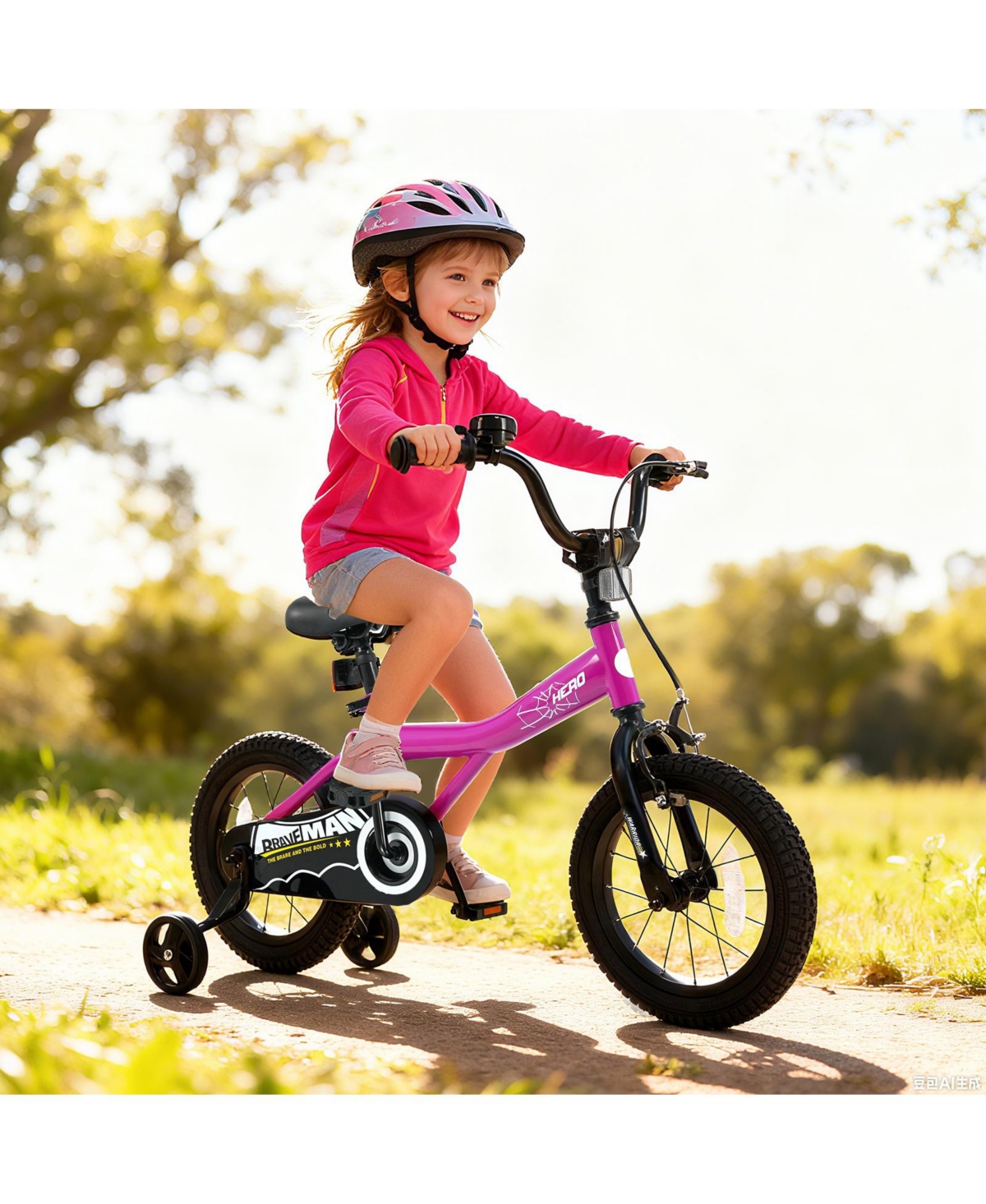 Sugift Brave Hero 14-Inch Kids Bike With Removable Training Wheels, Ages 3-8