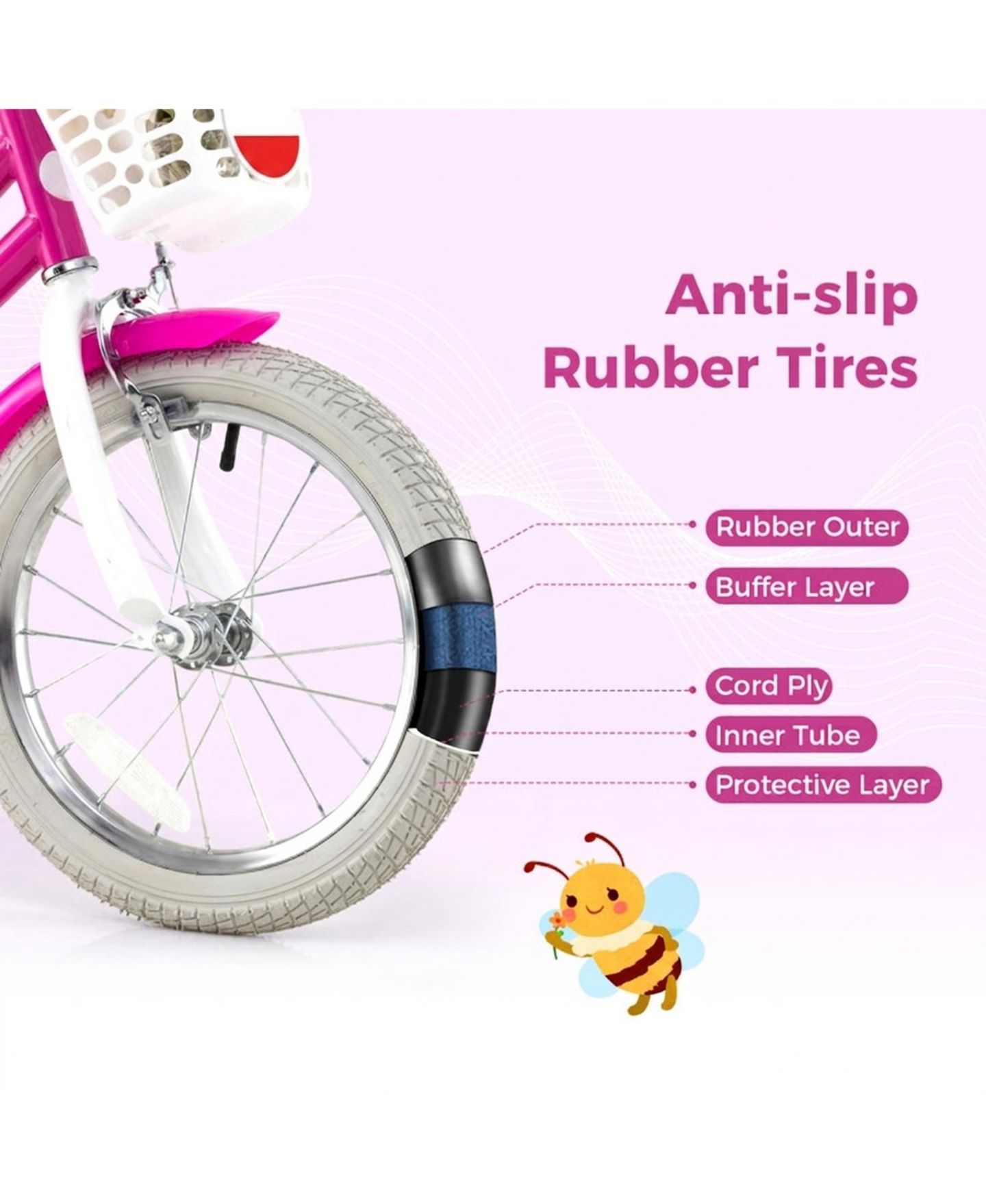 Детская игрушка SUGIFT Kids 16" Bike with Training Wheels and Dual Brake System, Ages 3-7, цвет: Тёмный розовый — фото 9