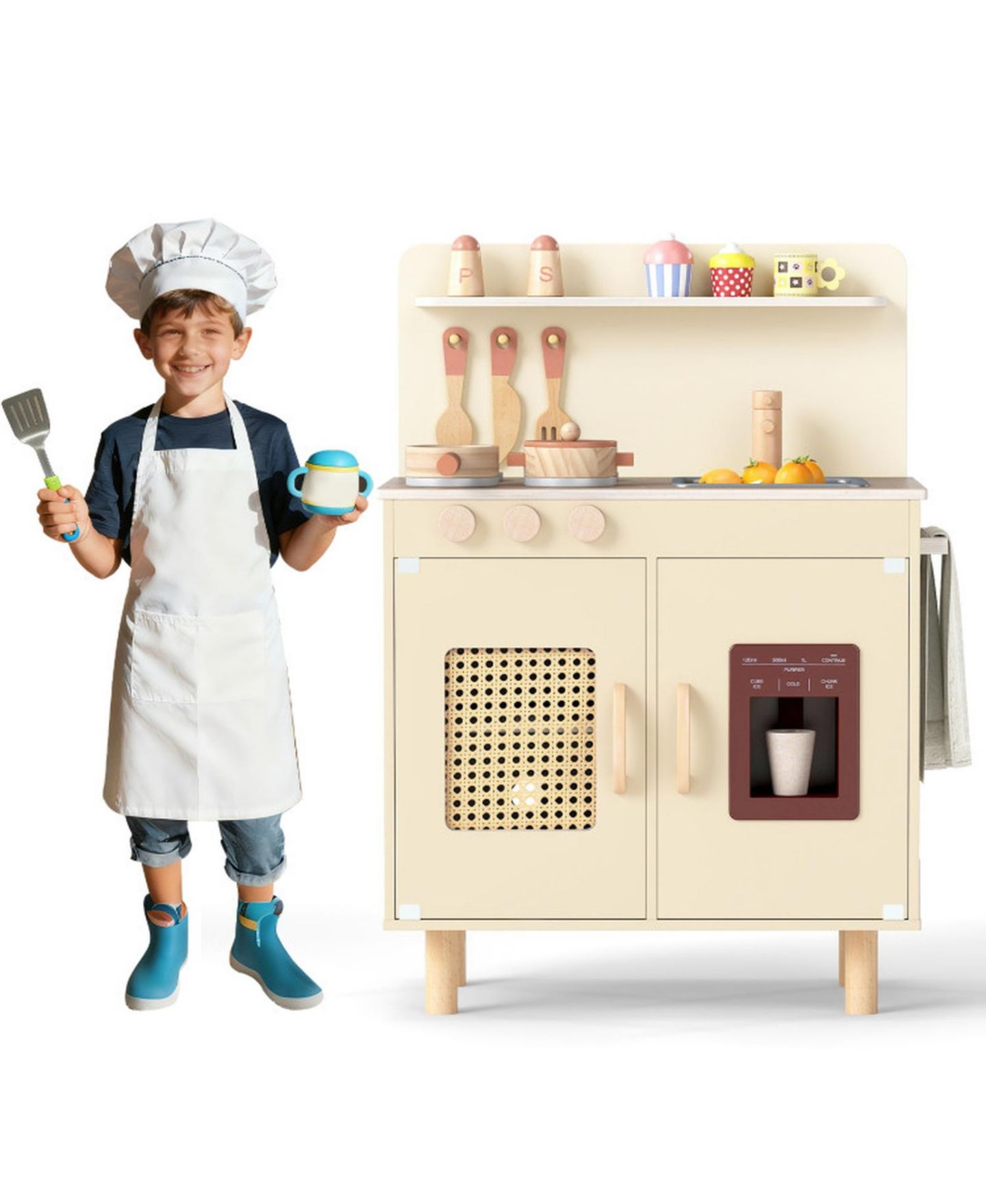 Детский игровой набор SUGIFT Realistic Ice Maker 10-Piece Play Kitchen Playset, Ages 3+, цвет: Жёлтый — фото 10