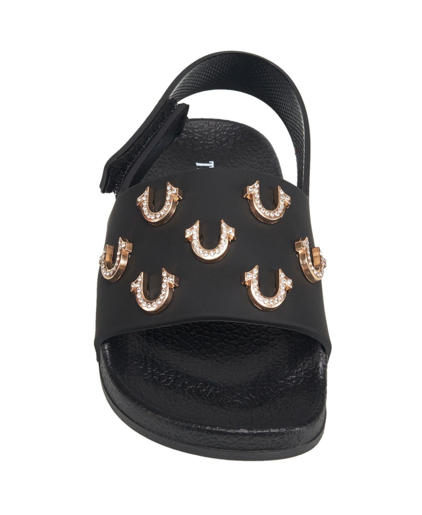 Сандалии True Religion Kash Bling Horseshoe Logo Slide для девочек, цвет: Чёрный — фото 4