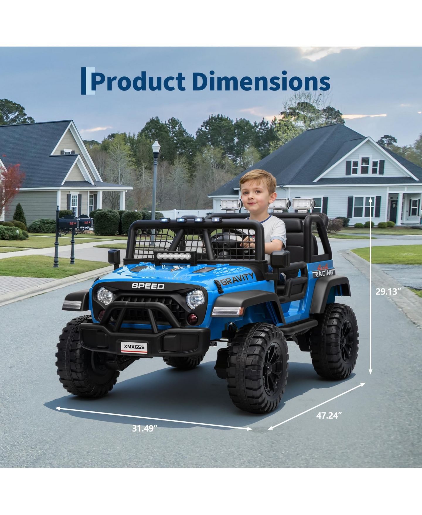 Детская игрушка homfan 24V 4WD 2-Seater Ride-On Truck, Ages 3-8, цвет: Синий — фото 6