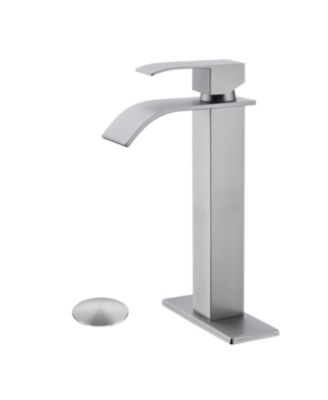 Single Handle Waterfall Bathroom Faucet with Pop Up Drain for Sink Without Overflow