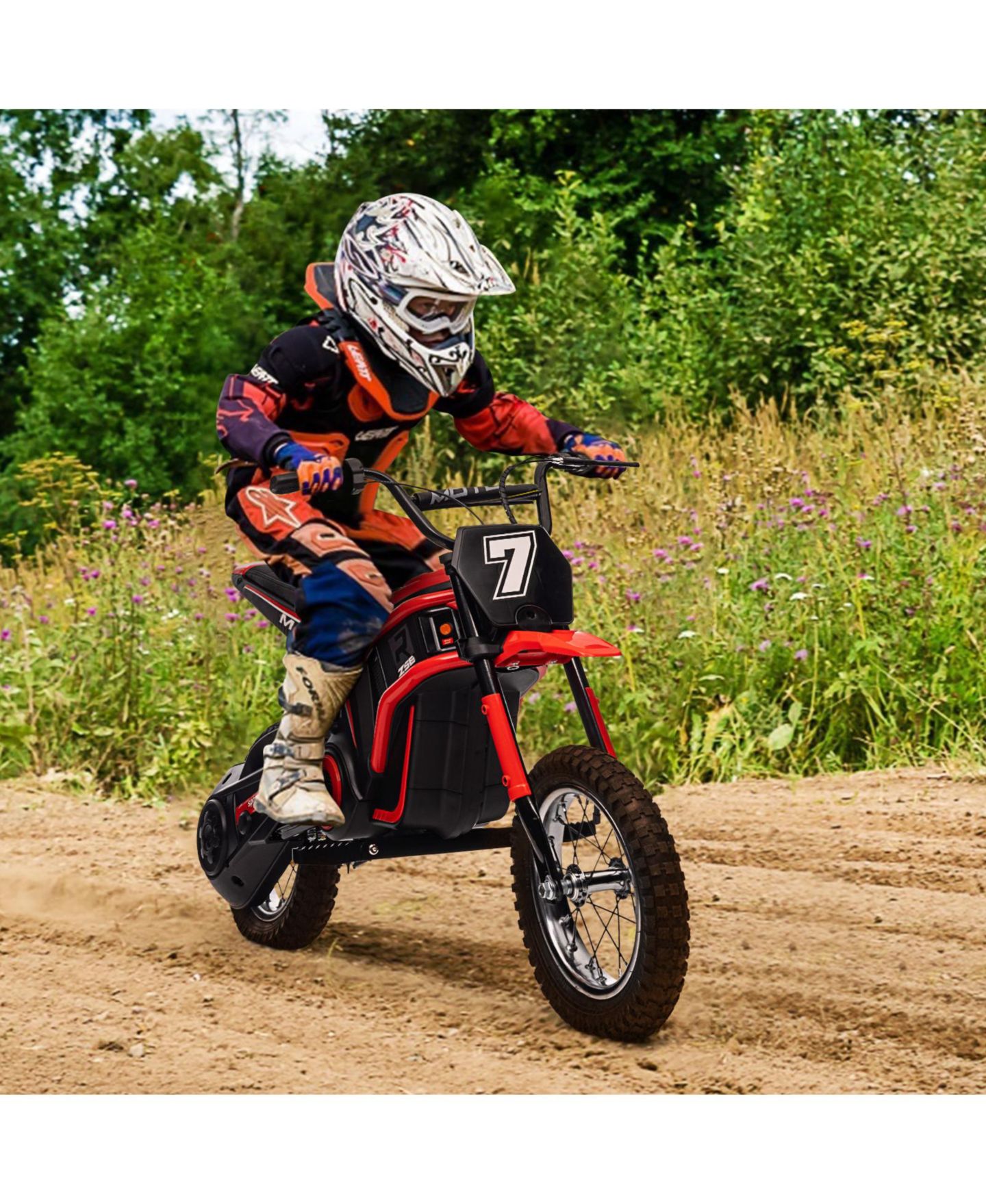 Детская игрушка homfan 24V 350W Electric Dirt Bike with 3-Speed Modes and Shock-Absorbing Suspension, Ages 8-14 — фото 5