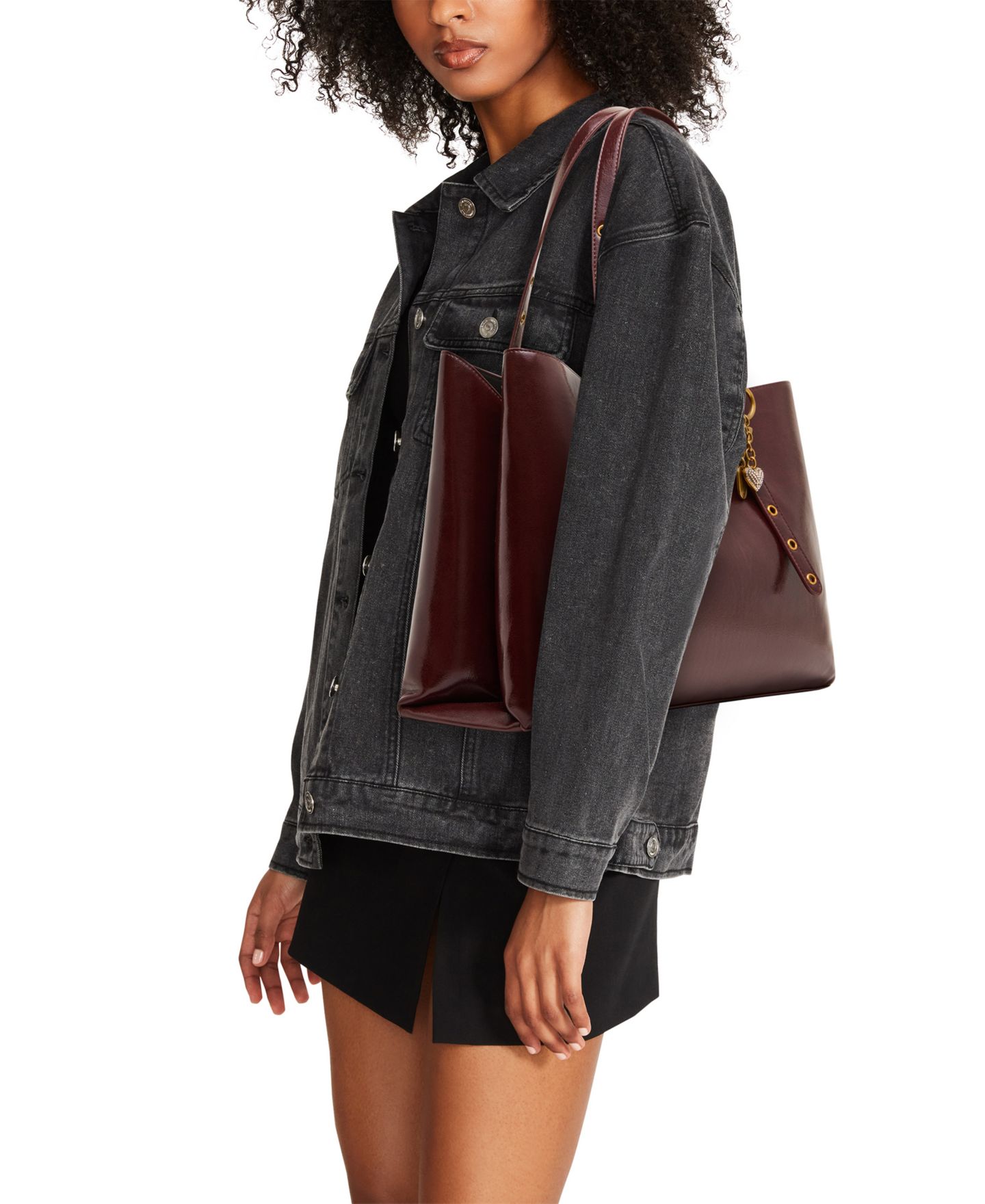 Женская сумка Steve Madden Haley Grommet Extra-Large Tote Handbag, цвет: Винный — фото 6