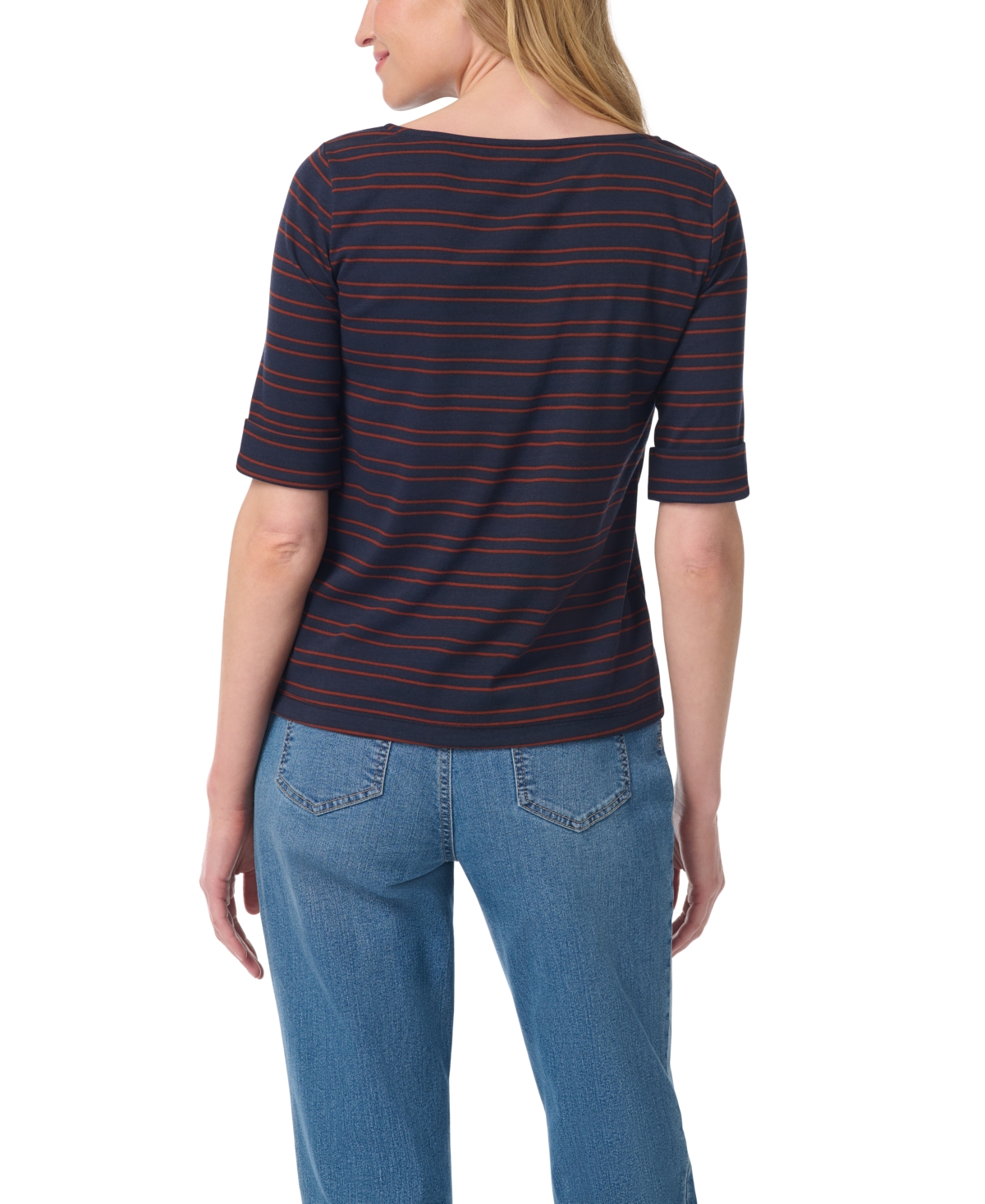 Gloria Vanderbilt Women's Alanis Stripe Boat Neck T-Shirt