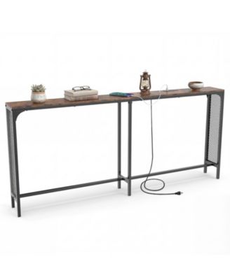 Narrow 71" Console Table with Power Outlet for Small Rooms