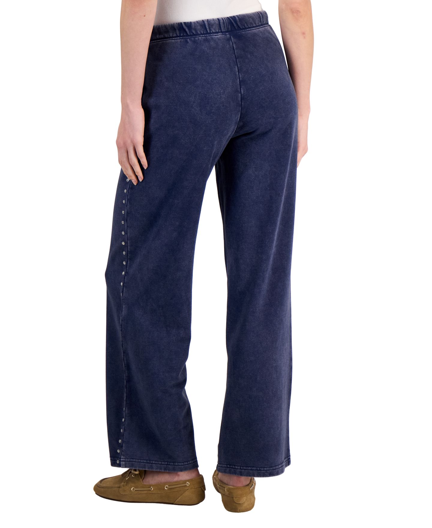 Женские брюки And Now This French Terry Embellished Wide Leg High Rise, цвет: Индиго — фото 4