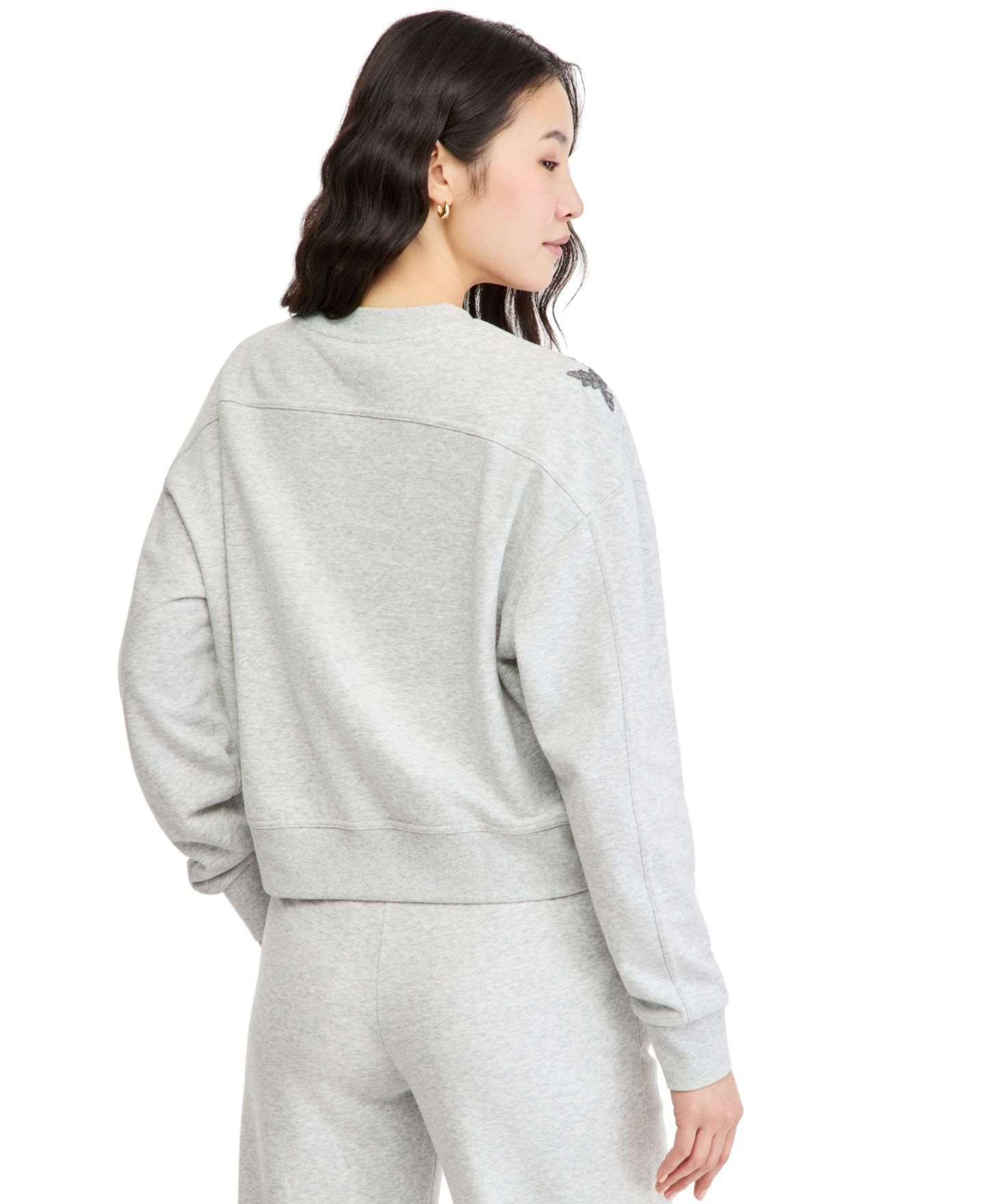 Женская толстовка And Now This Petite Embellished French Terry Crewneck, цвет: Светлый меланжевый серый — фото 4