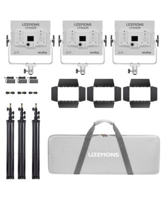 Litemons LP400R Wireless RGB LED 3-Light Panel Kit with Godox Light App