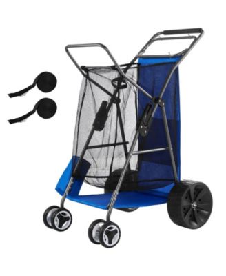 Beach Cart with Sand Wheels, 165 lbs, Solid Wheels, Cooler Bag, Umbrella Holder, Holds 4 Chairs for Camping and Fishing